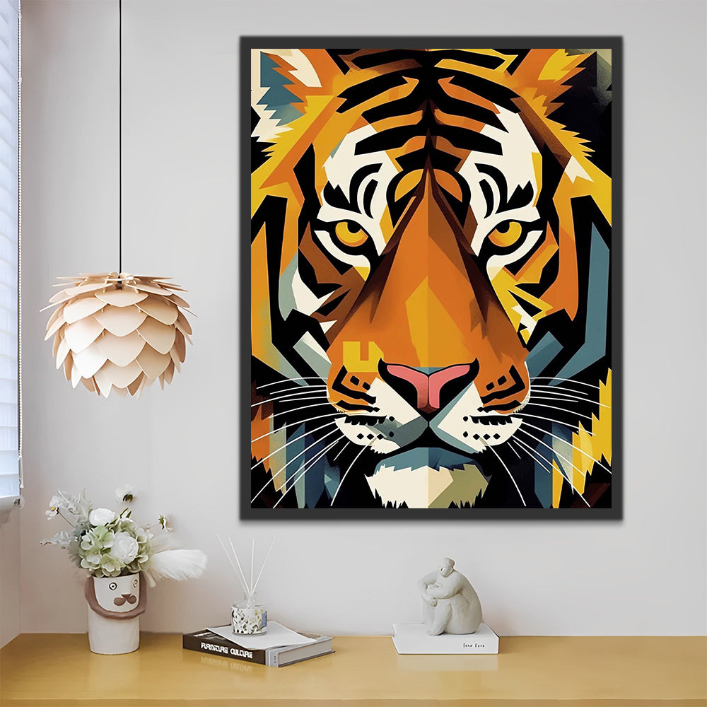 Cartoon Tiger Head Paint by Numbers