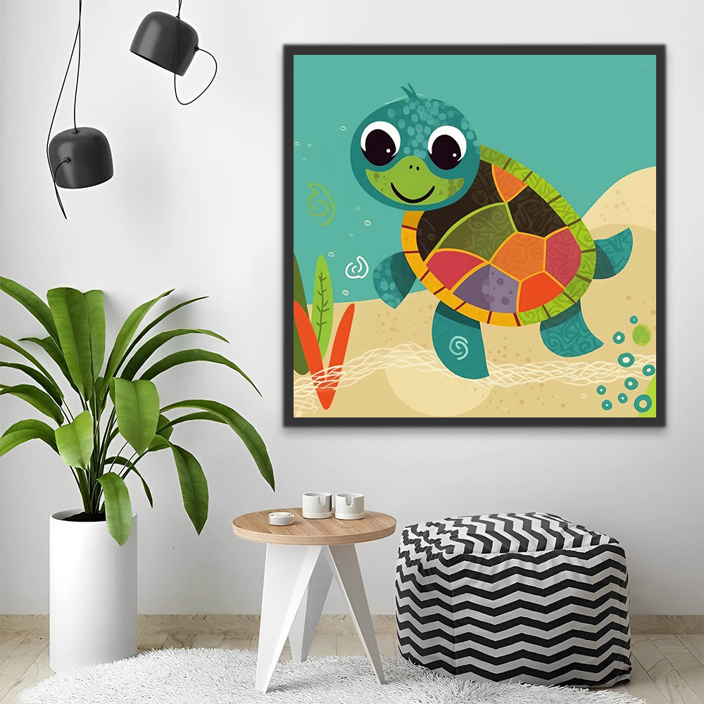 Cartoon Turtle on the Shore Paint by Numbers for Kids