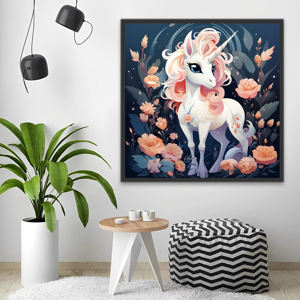 Cartoon Unicorn and Flowers Paint by Numbers