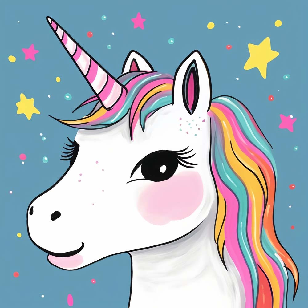 Cartoon Unicorn and Star Paint by Numbers for Kids