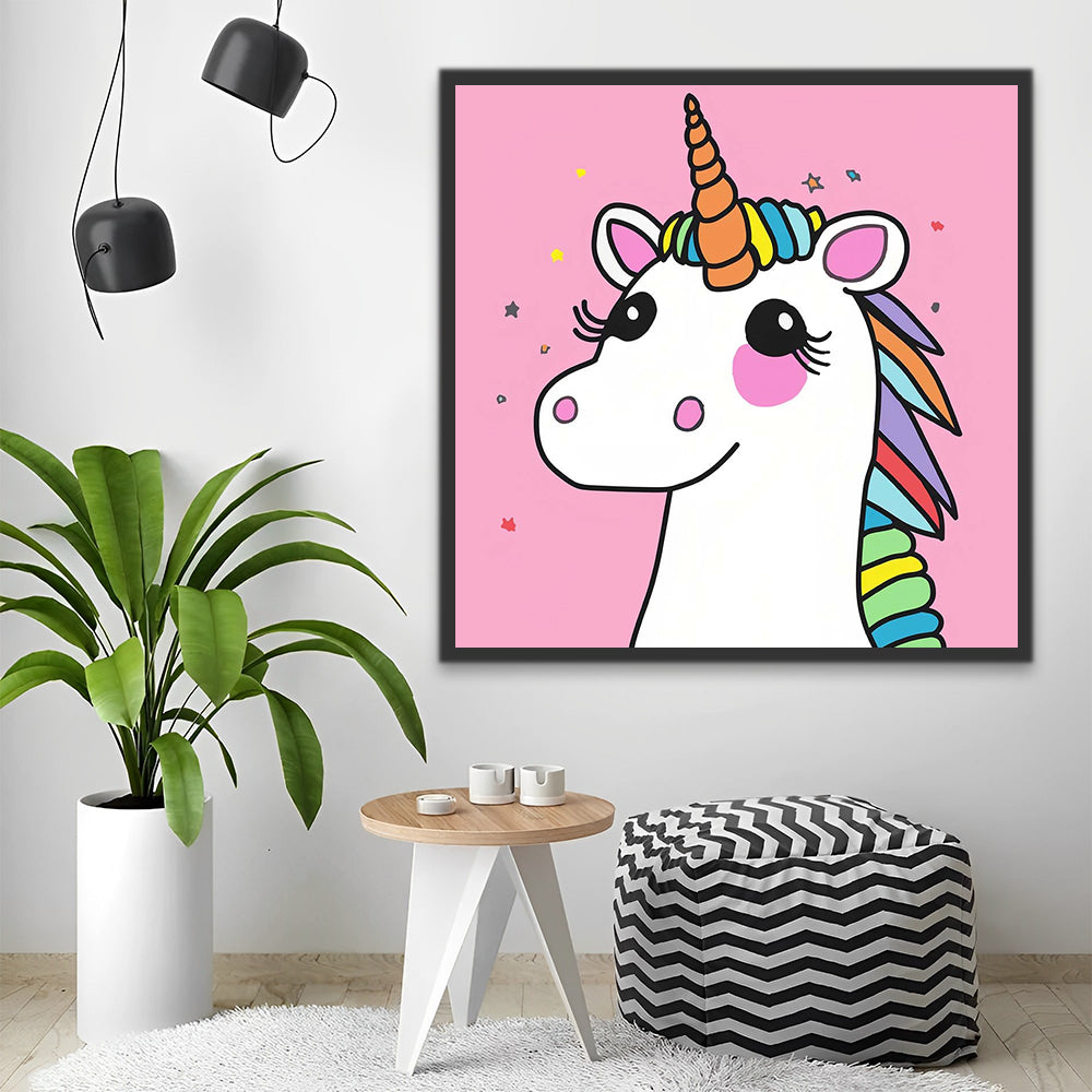 Cartoon Unicorn with Colorful Hair Paint by Numbers for Kids