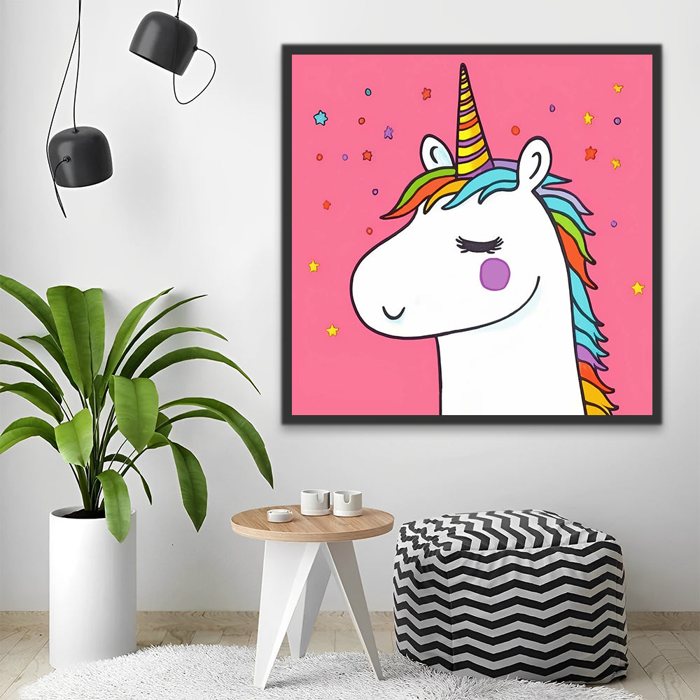 Cartoon Unicorn with Colorful Hair Paint by Numbers for Kids