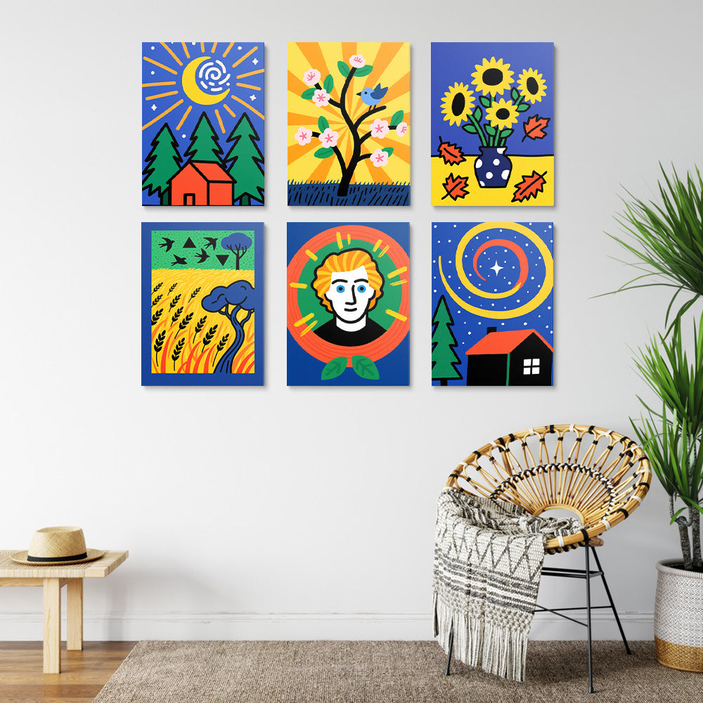 Cartoon Version of Van Gogh's Paintings 6 Pieces Mini Paint by Numbers