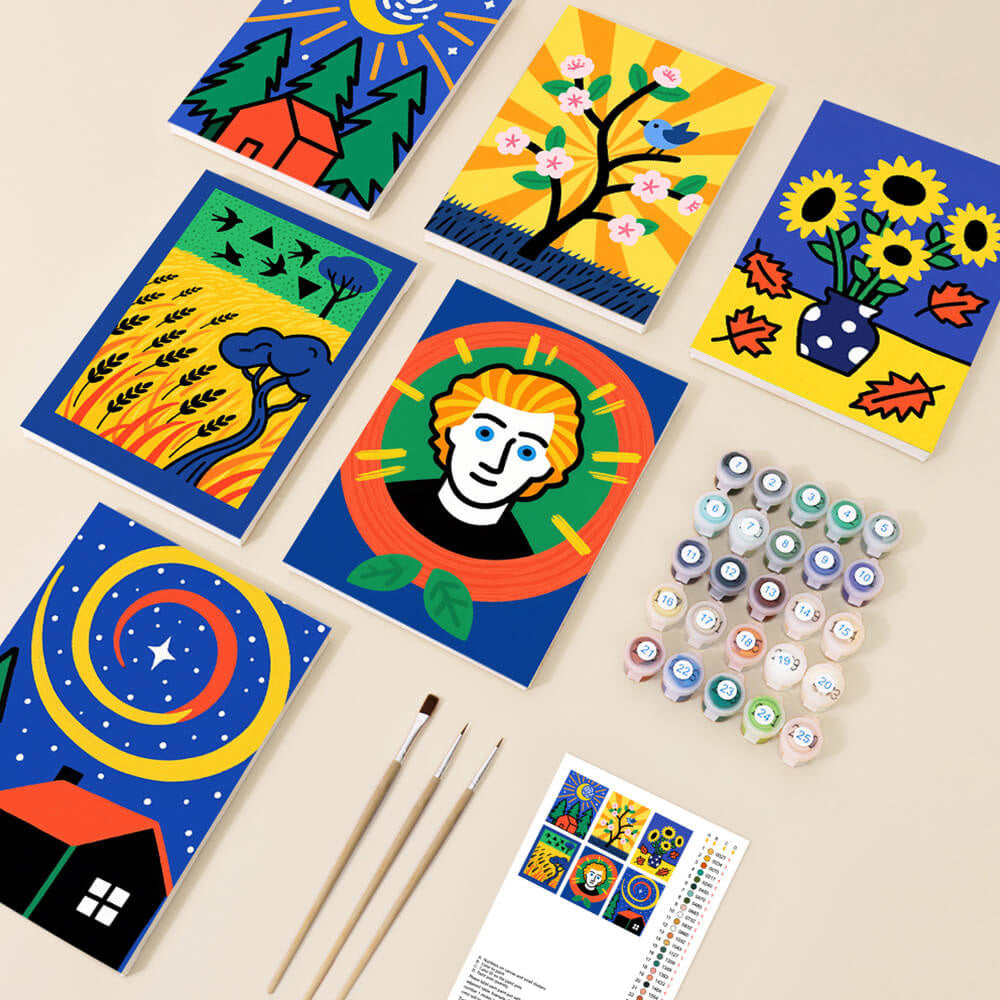 Cartoon Version of Van Gogh's Paintings 6 Pieces Mini Paint by Numbers