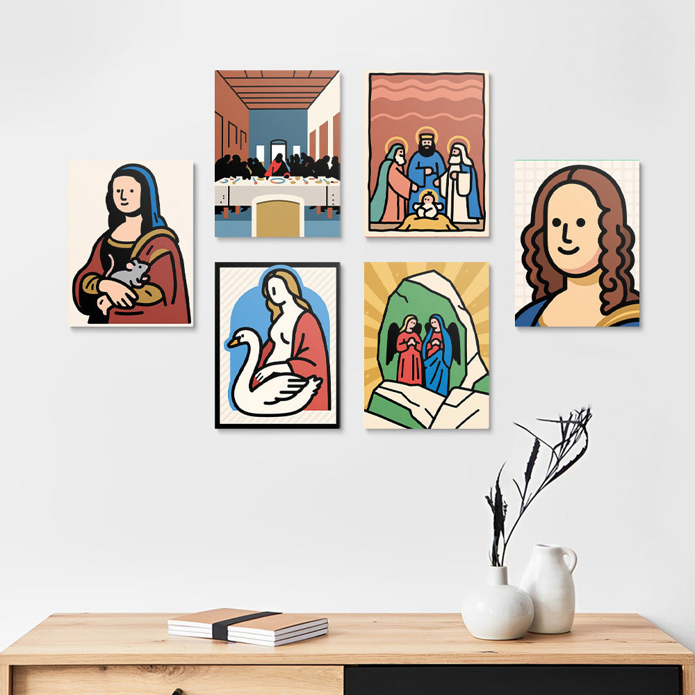 Cartoon Version of World Famous Paintings 6 Pieces Mini Paint by Numbers