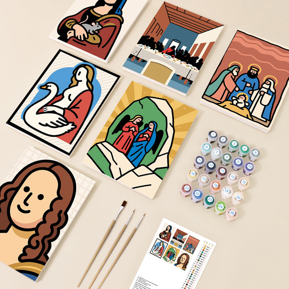 Cartoon Version of World Famous Paintings 6 Pieces Mini Paint by Numbers
