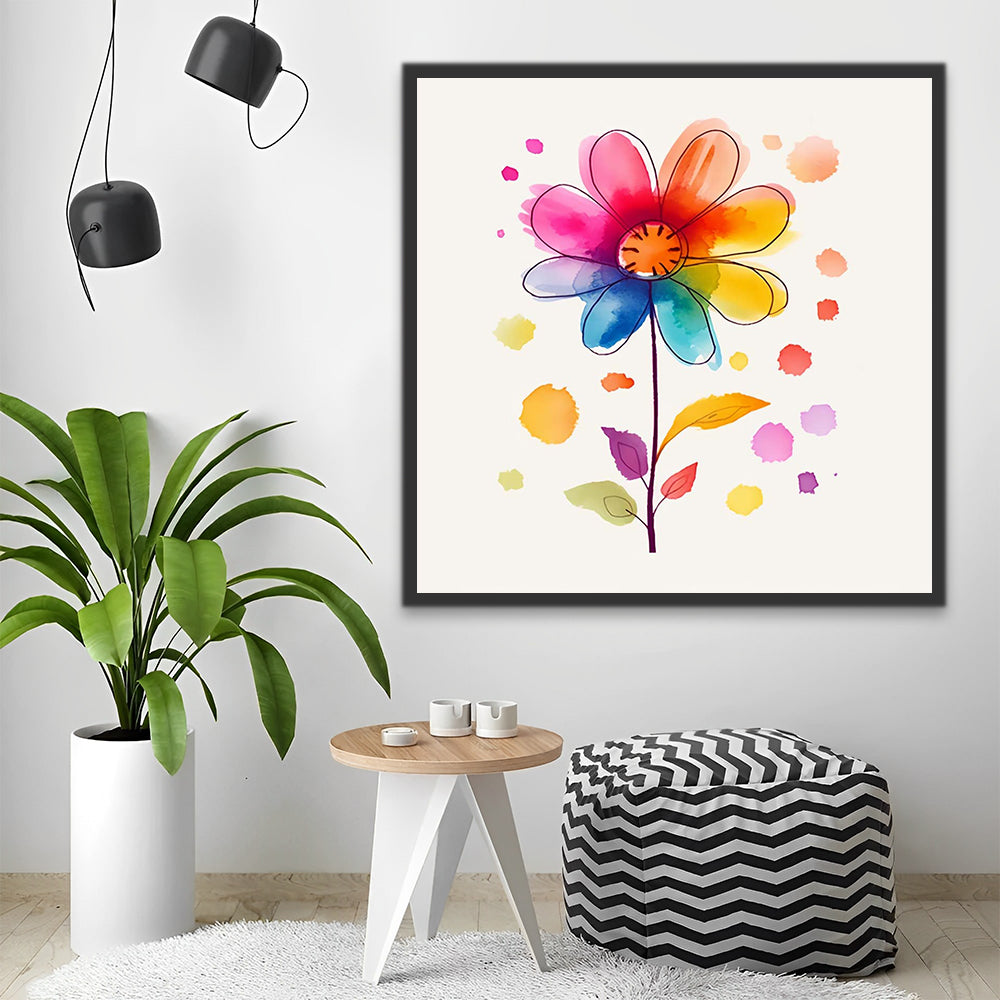 Cartoon Watercolor Flower Paint by Numbers for Kids