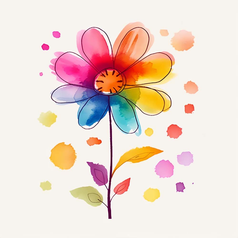 Cartoon Watercolor Flower Paint by Numbers for Kids