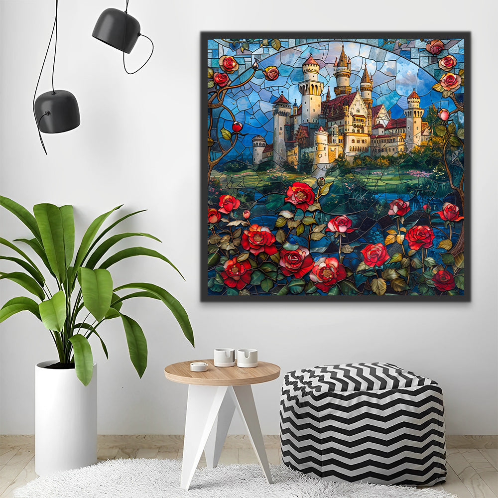 Castle and Camellias Paint by Numbers