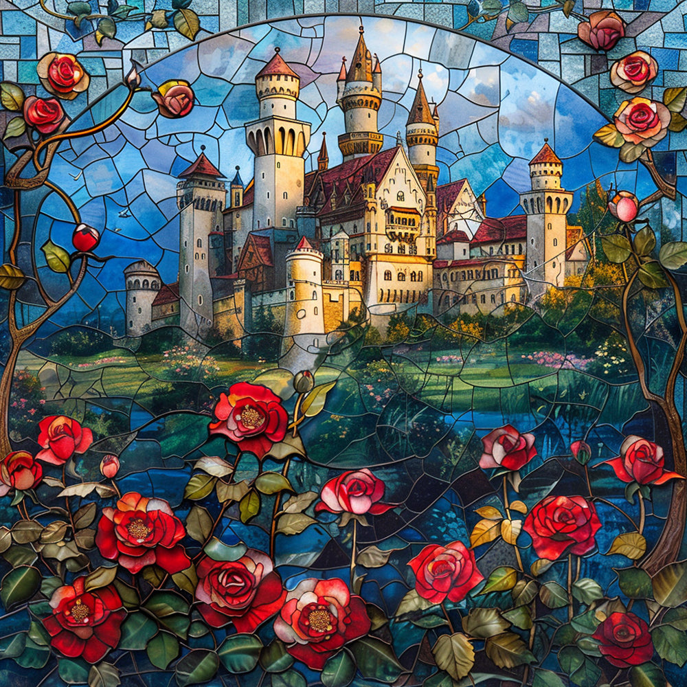 Castle and Camellias Paint by Numbers