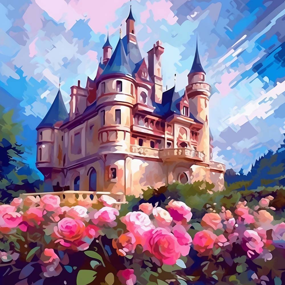 Castle and Roses Paint by Numbers