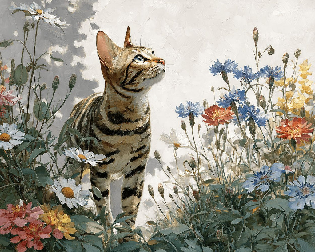 Cat in the Wild Chrysanthemums Paint by Numbers