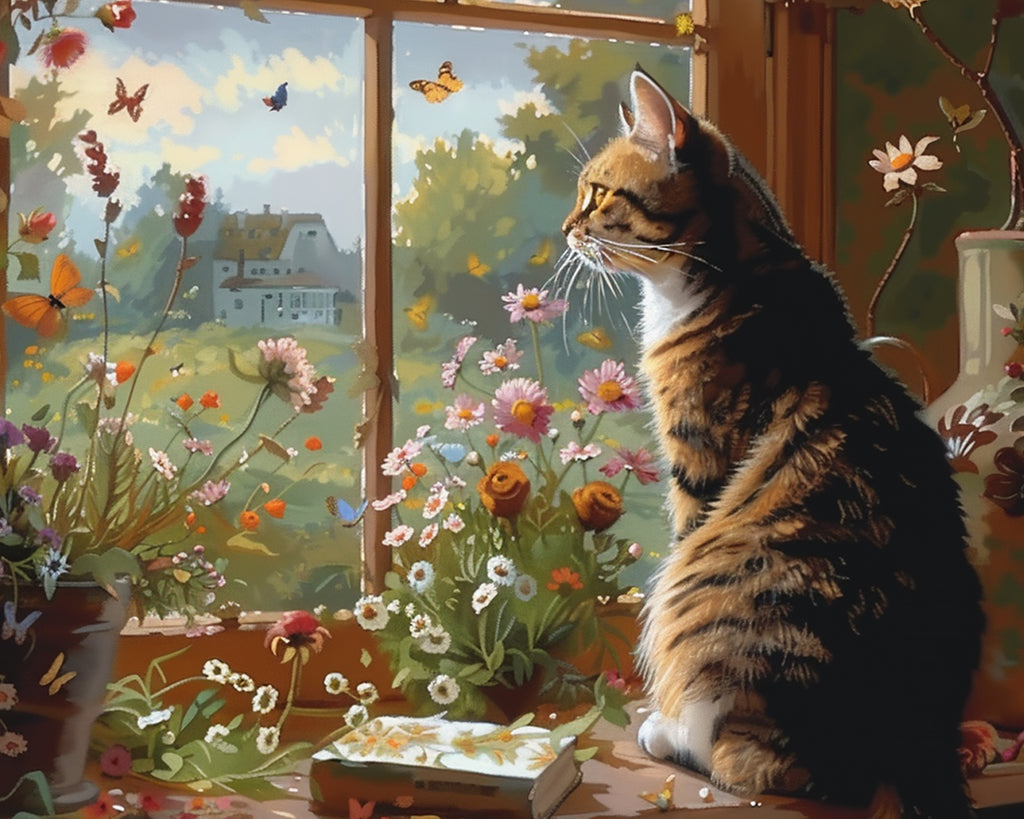 Cat Looking out the Window Paint by Numbers