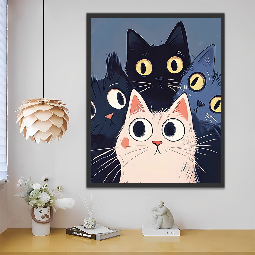 Cats with Wide Eyes Paint by Numbers