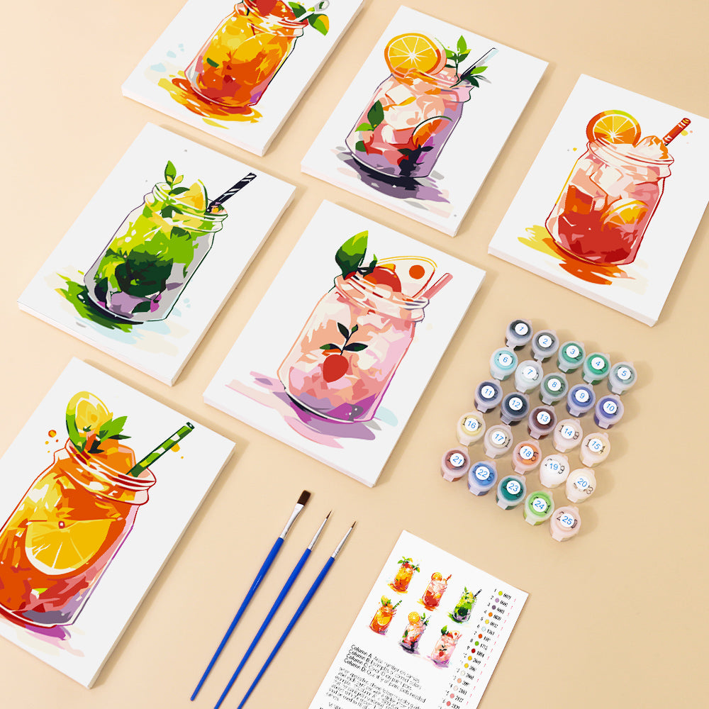 Chilled Canned Juice 6 Pieces Mini Paint by Numbers