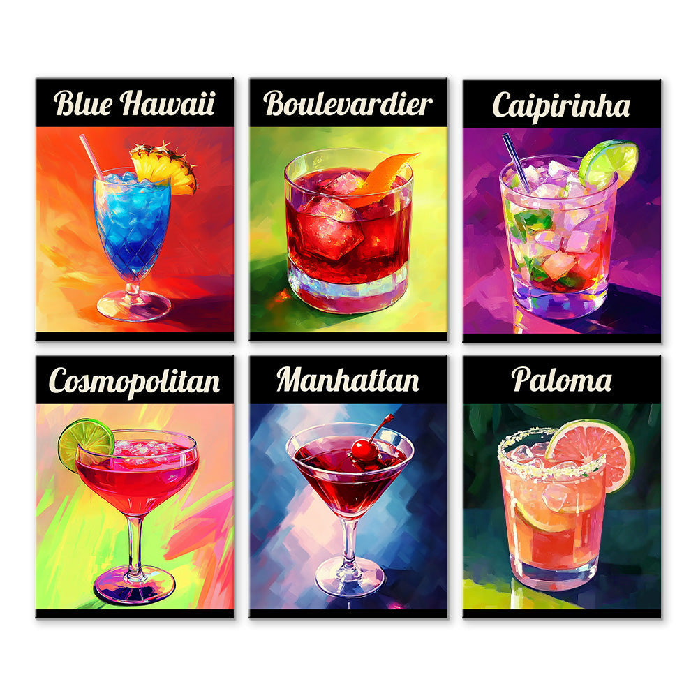 Chilled Cocktail 6 Pieces Mini Paint by Numbers