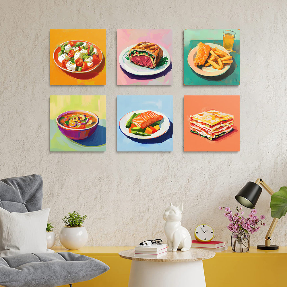 Chinese and Western Cuisine 6 Pieces Mini Paint by Numbers