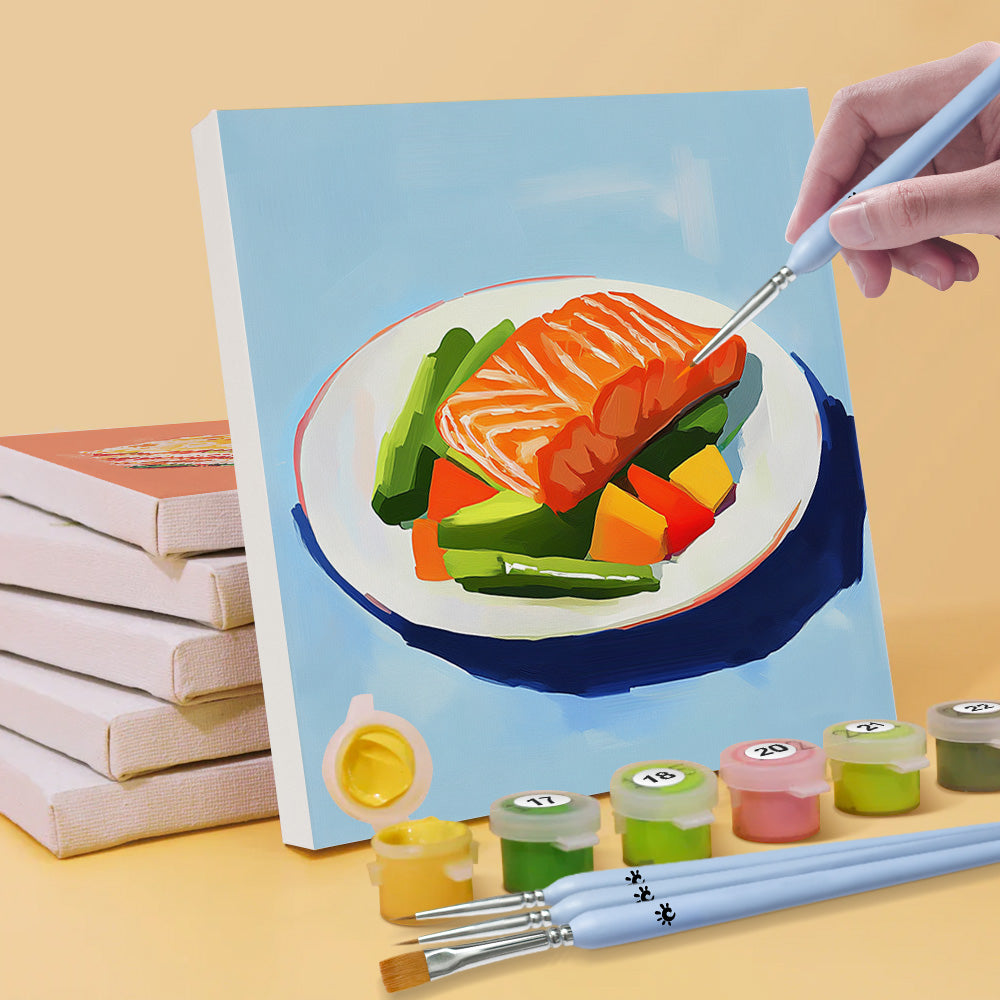 Chinese and Western Cuisine 6 Pieces Mini Paint by Numbers