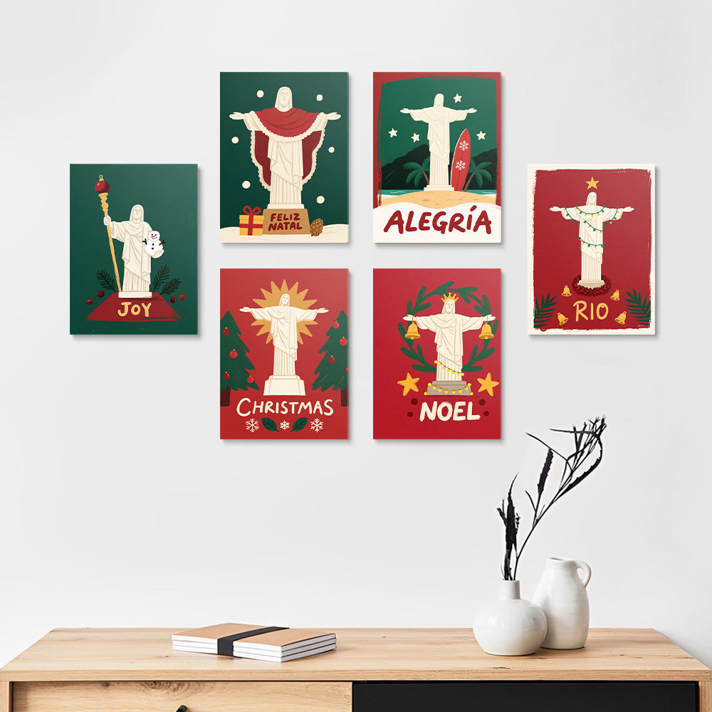 Christ Statue at Christmas 6 Pieces Mini Paint by Numbers