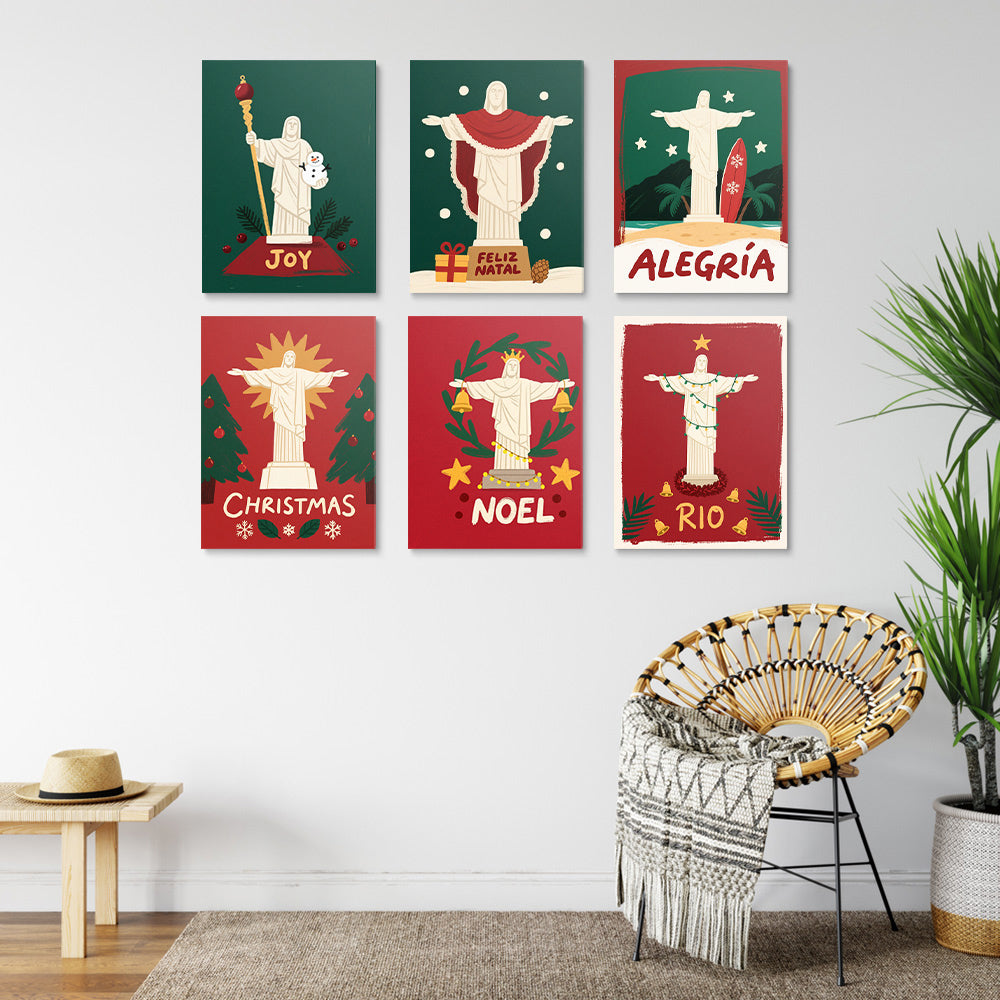 Christ Statue at Christmas 6 Pieces Mini Paint by Numbers