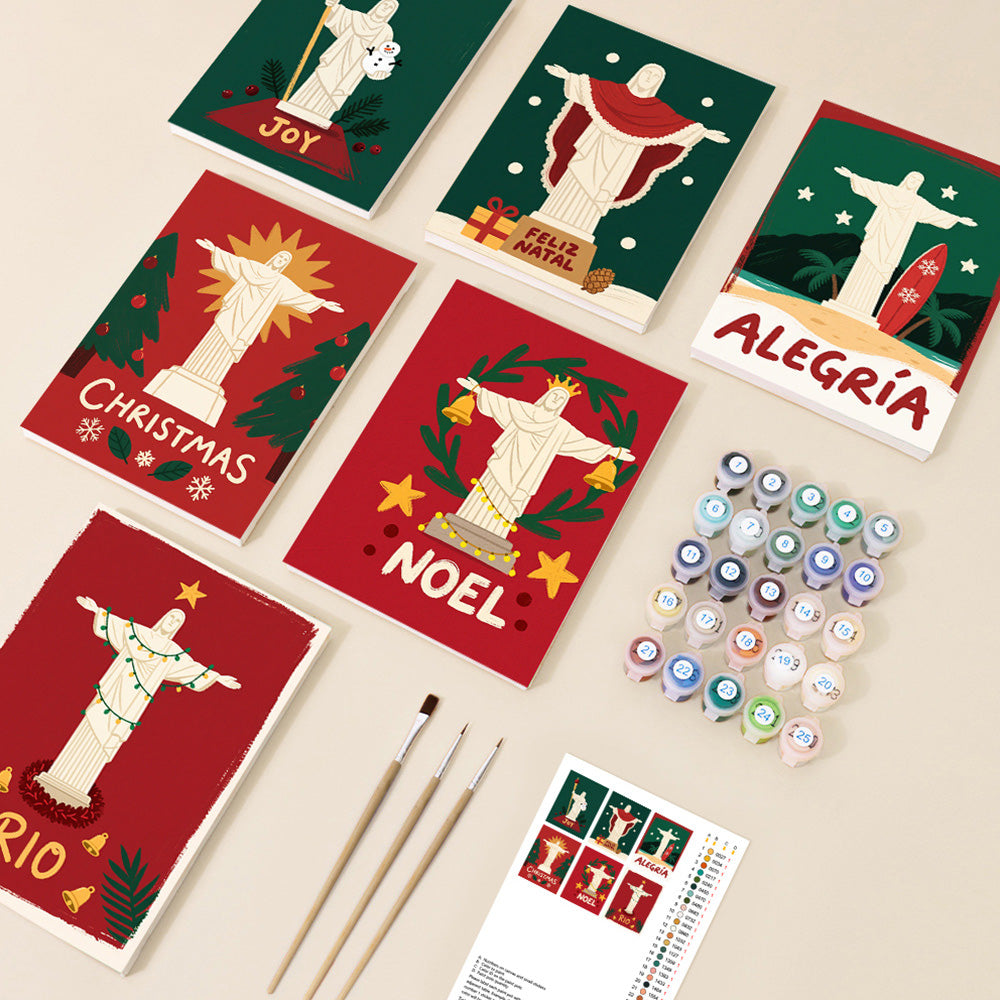 Christ Statue at Christmas 6 Pieces Mini Paint by Numbers