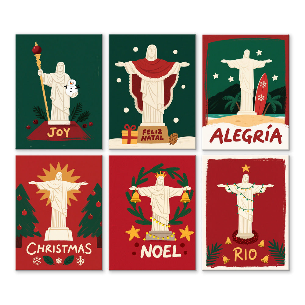 Christ Statue at Christmas 6 Pieces Mini Paint by Numbers
