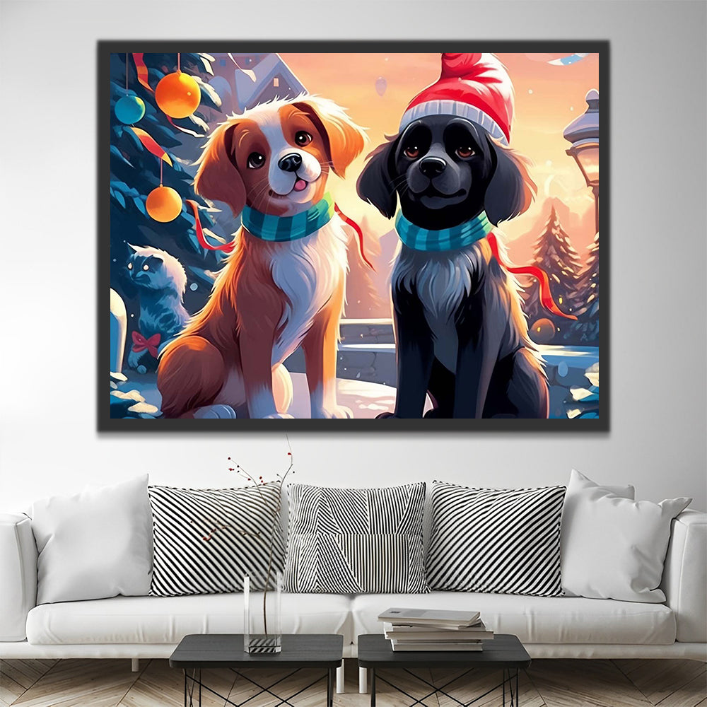 Christmas and Dogs Paint by Numbers