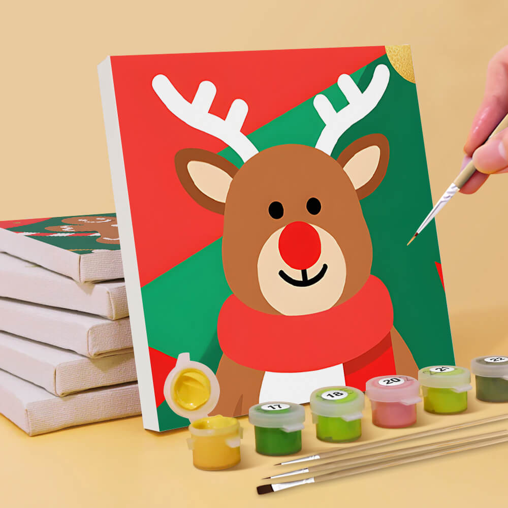Christmas Animals and Gift 6 Pieces Mini Paint by Numbers