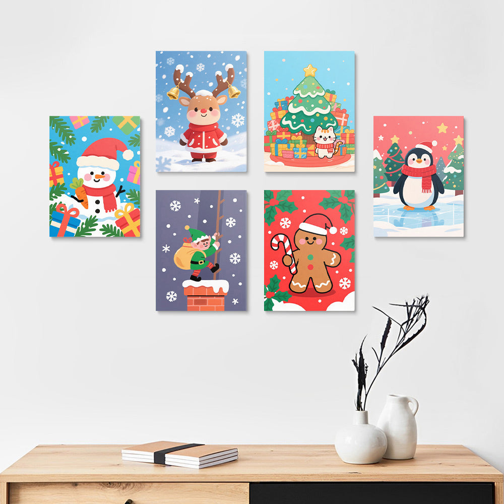 Christmas Gifts and Snowflakes 6 Pieces Mini Paint by Numbers
