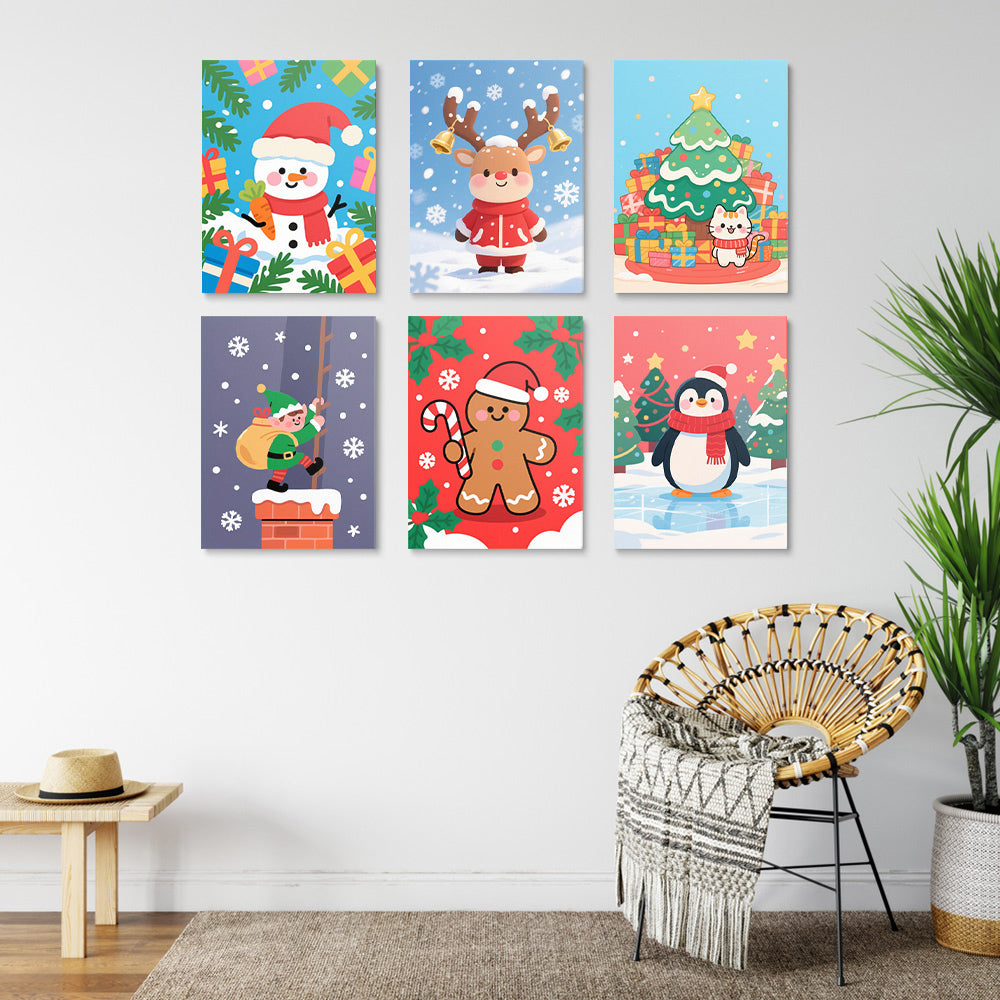 Christmas Gifts and Snowflakes 6 Pieces Mini Paint by Numbers