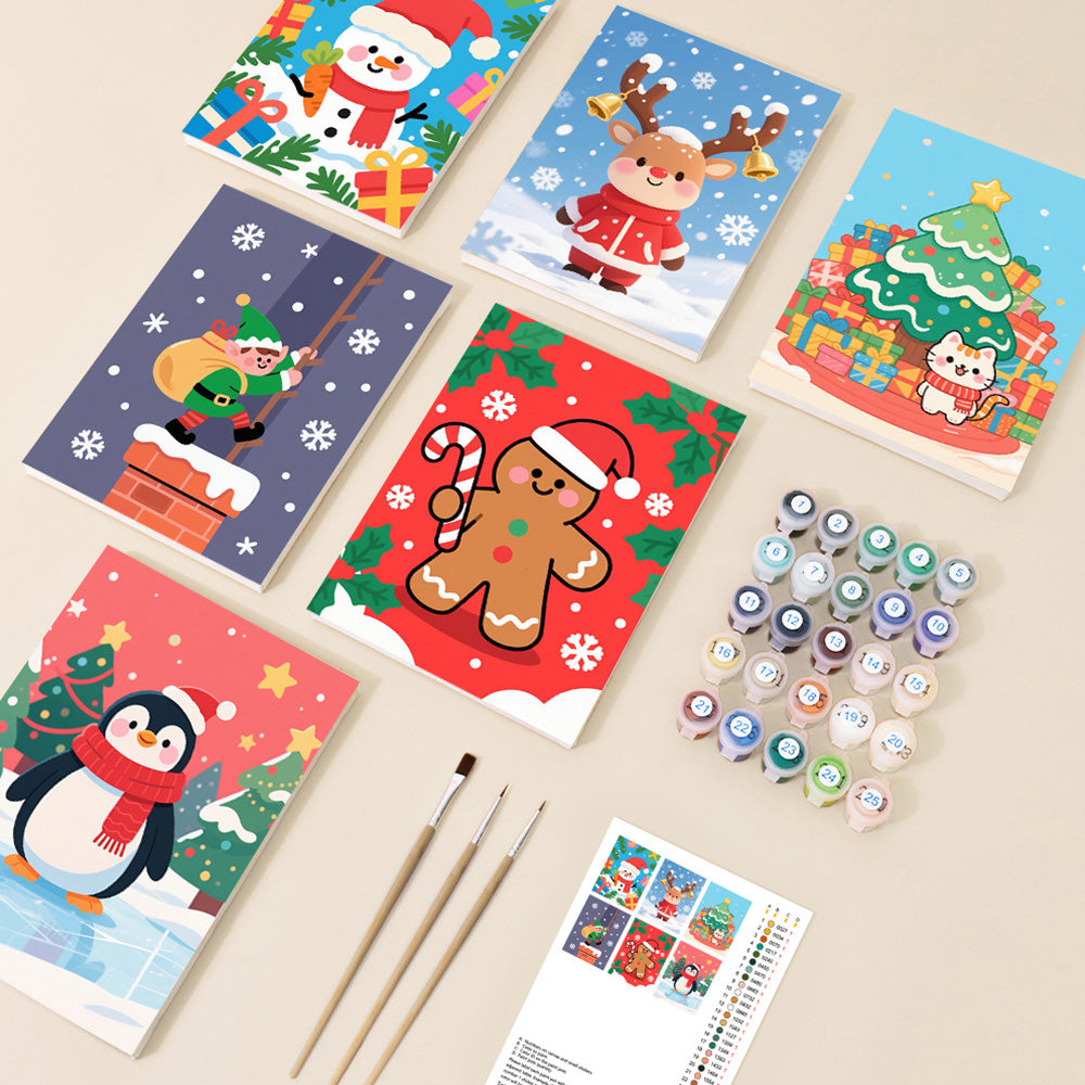 Christmas Gifts and Snowflakes 6 Pieces Mini Paint by Numbers