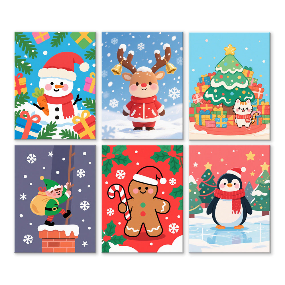 Christmas Gifts and Snowflakes 6 Pieces Mini Paint by Numbers
