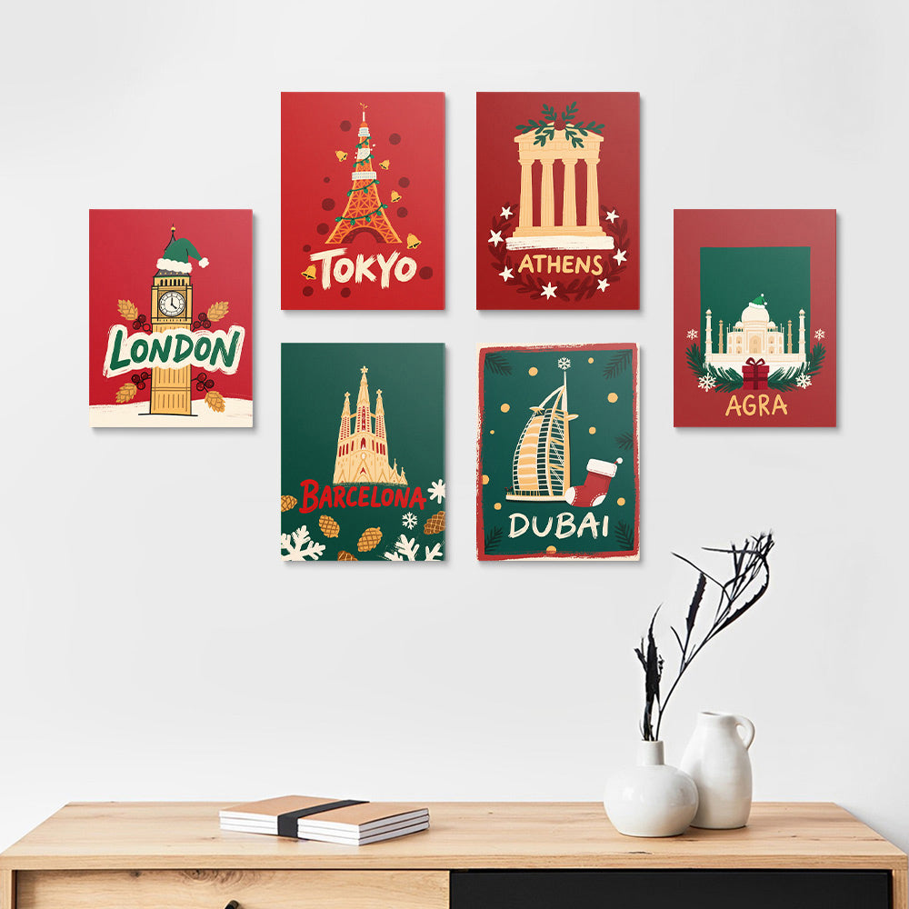 Christmas in Developed Countries 6 Pieces Mini Paint by Numbers