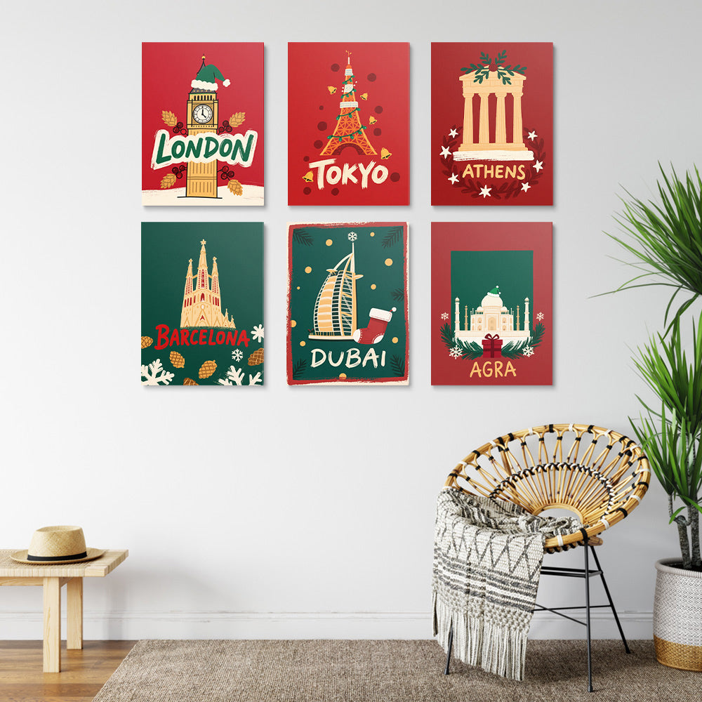 Christmas in Developed Countries 6 Pieces Mini Paint by Numbers