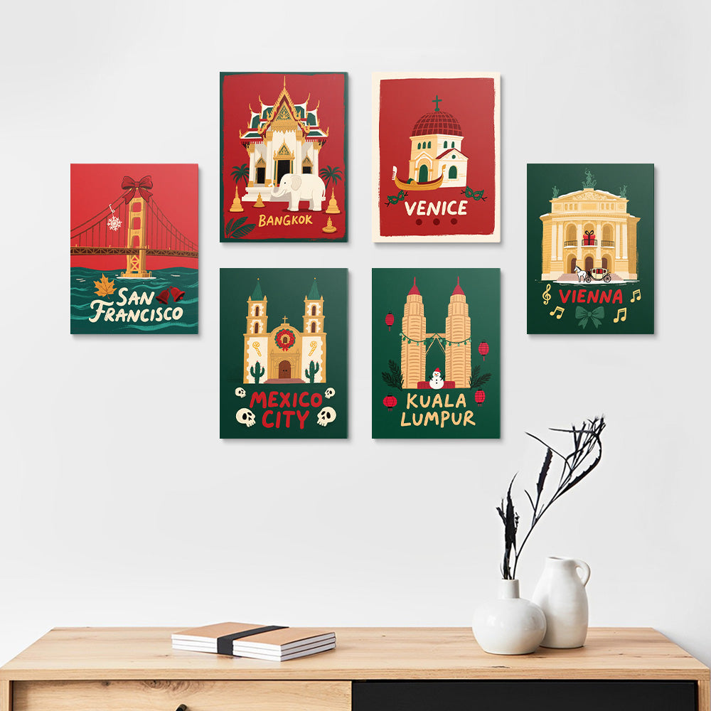 Christmas in Famous Cities 6 Pieces Mini Paint by Numbers