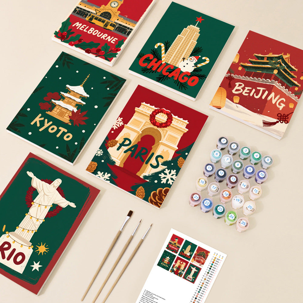 Christmas in the Capital City 6 Pieces Mini Paint by Numbers