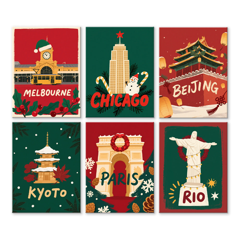 Christmas in the Capital City 6 Pieces Mini Paint by Numbers