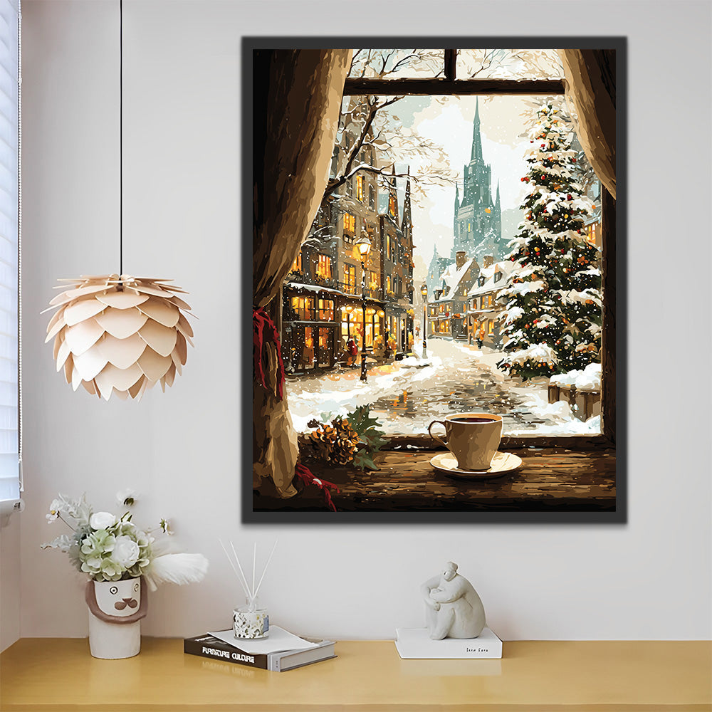Christmas in the City outside the Window Paint by Numbers