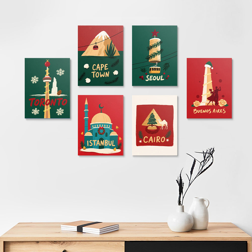 Christmas in Various Cities 6 Pieces Mini Paint by Numbers