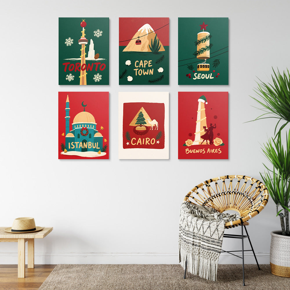 Christmas in Various Cities 6 Pieces Mini Paint by Numbers