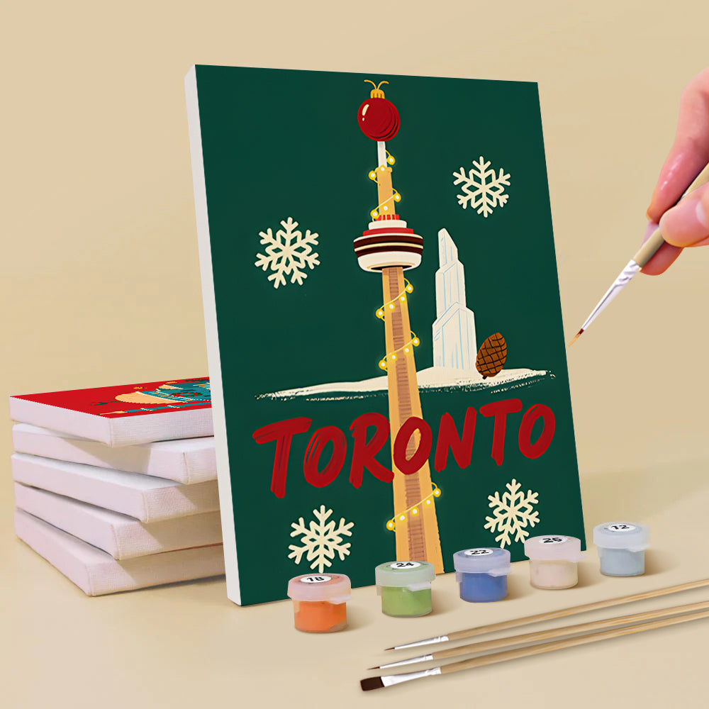 Christmas in Various Cities 6 Pieces Mini Paint by Numbers