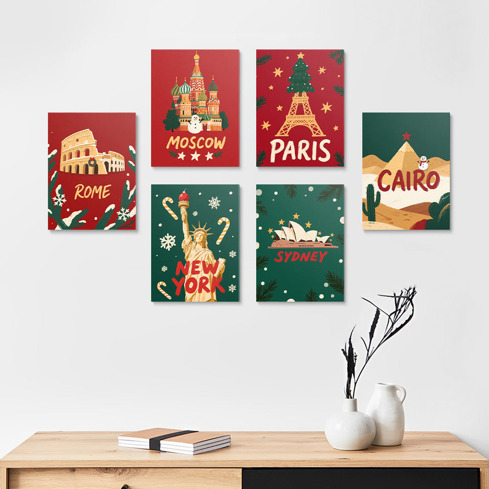 Christmas in Western Countries 6 Pieces Mini Paint by Numbers