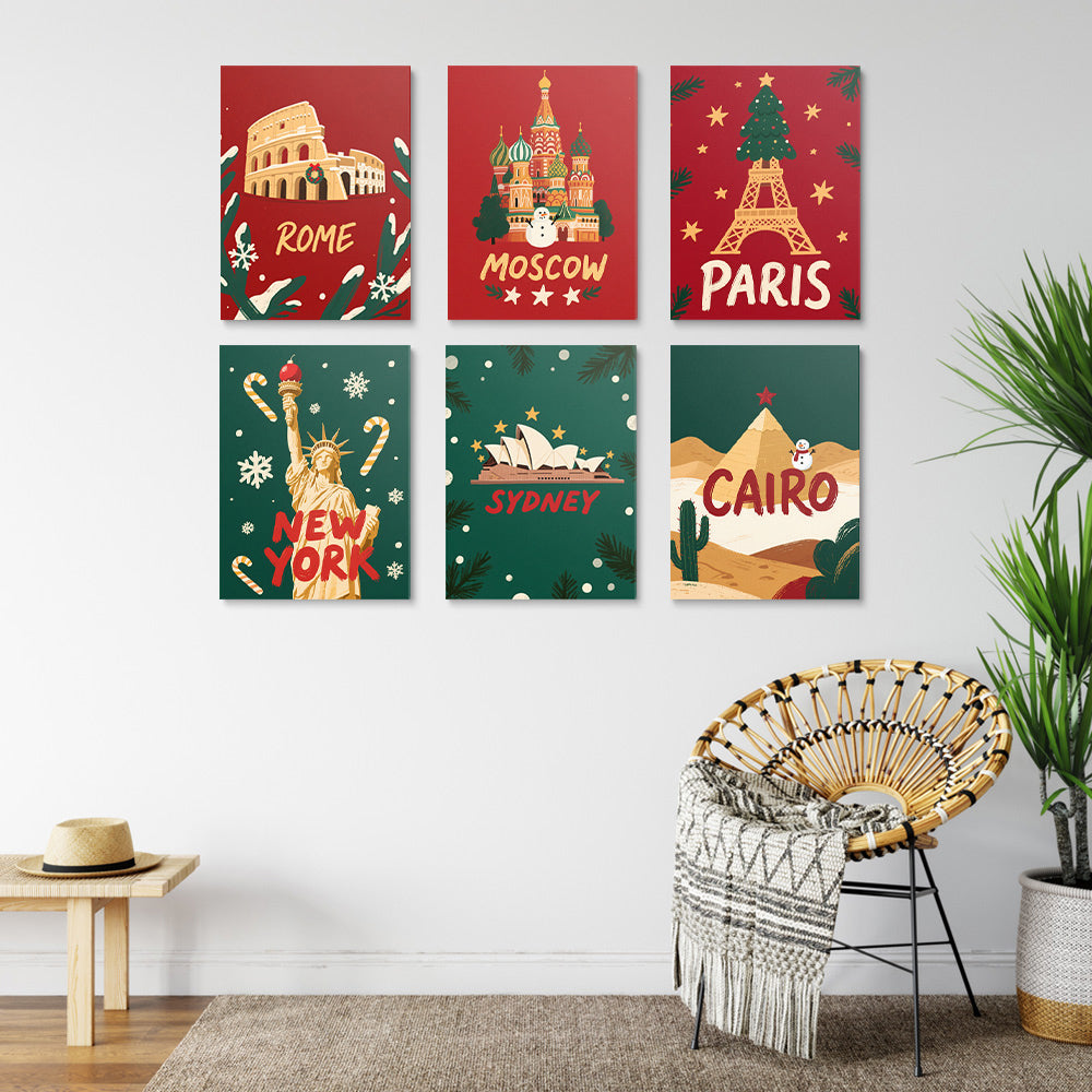 Christmas in Western Countries 6 Pieces Mini Paint by Numbers