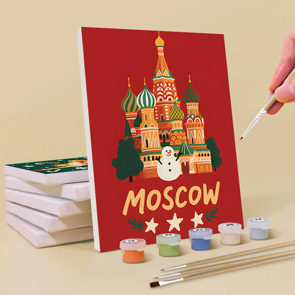 Christmas in Western Countries 6 Pieces Mini Paint by Numbers
