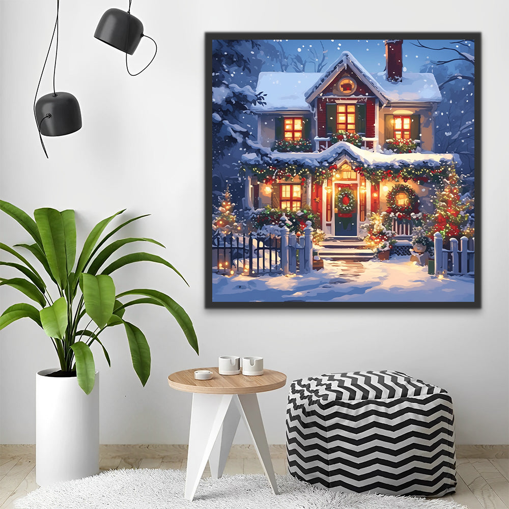 Christmas Snow Villa Paint by Numbers