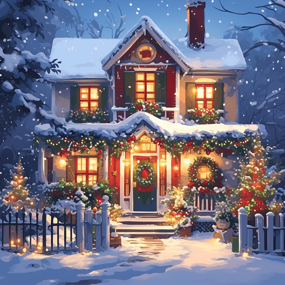 Christmas Snow Villa Paint by Numbers