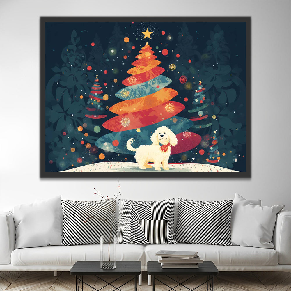 Christmas Tree and Puppy Paint by Numbers for Kids