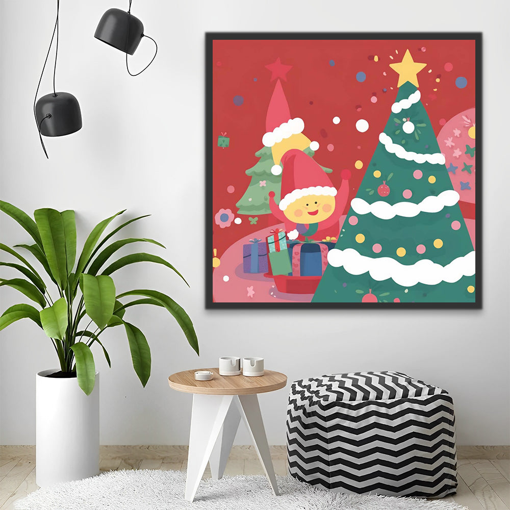 Christmas Tree, Gifts and Child Paint by Numbers