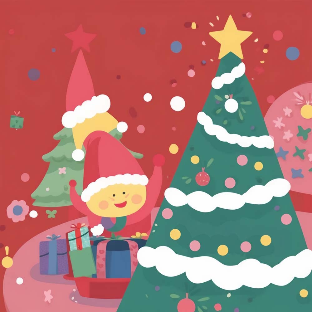 Christmas Tree, Gifts and Child Paint by Numbers