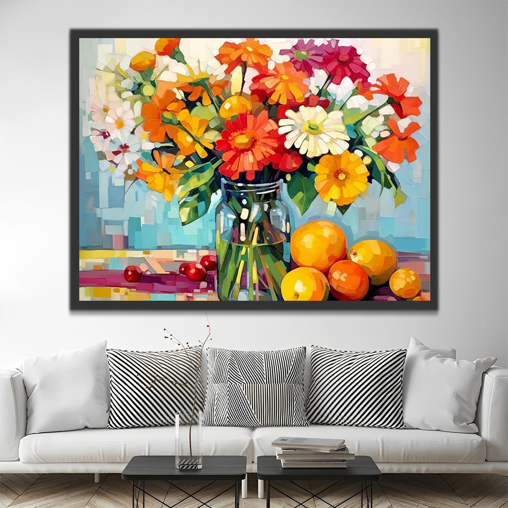 Chrysanthemum and Fruits Paint by Numbers